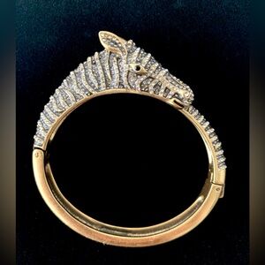 J. Crew zebra hinge bracelet. Burnished brass covered with pavé style “diamonds”